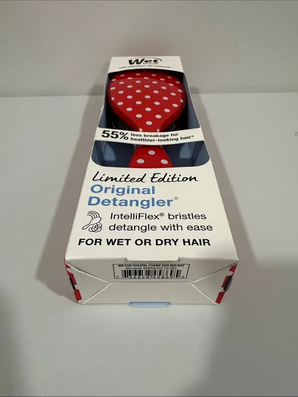 Wet Brush The Original Detangler Hair Brush Retro Red White Polka